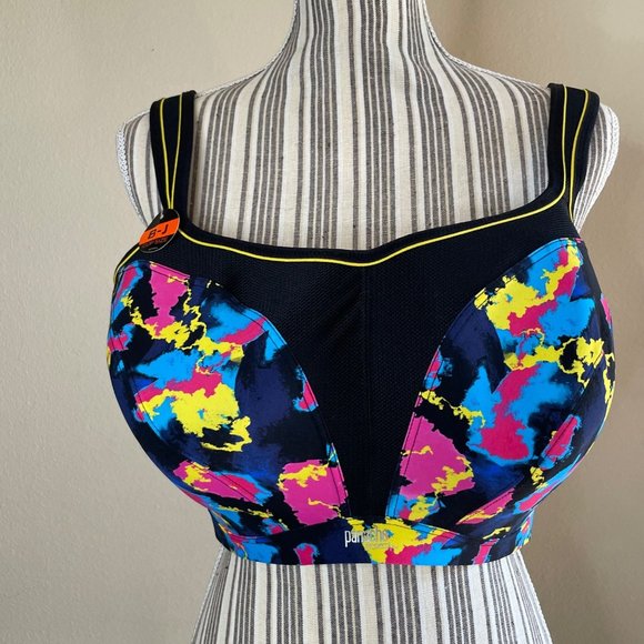 New Panache High Impact Wired Padded Sports Bra Mesh Colorful Size 40GG - Picture 2 of 11